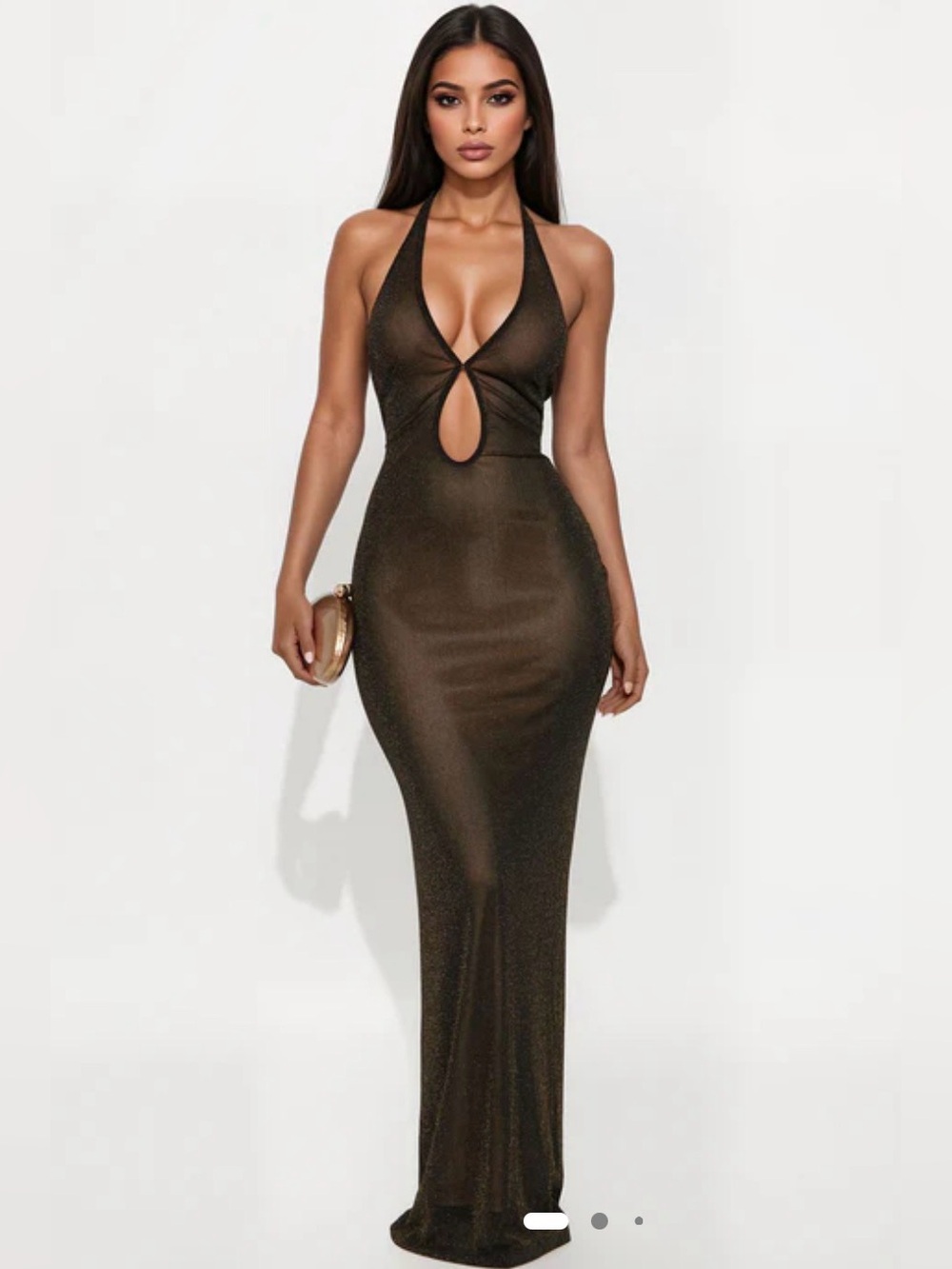 Fashion Nova Here For A Good Time Metallic Maxi Dress